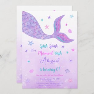 Editable Mermaid Invitation Kaart