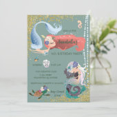 Editable Mermaid Invitation Kaart (Staand voorkant)