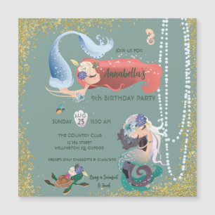 Editable Mermaid Magnetische Uitnodiging