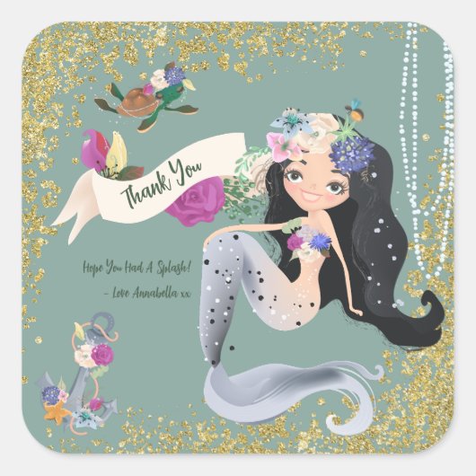 Editable Mermaids Square Sticker (Voorkant)