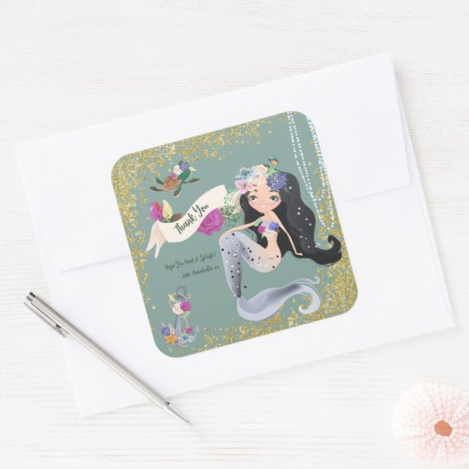 Editable Mermaids Square Sticker (Envelop)