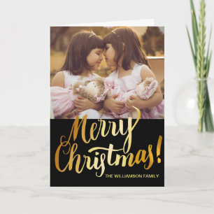 Editable Merry kerstKaart met familiefoto Feestdagen Kaart