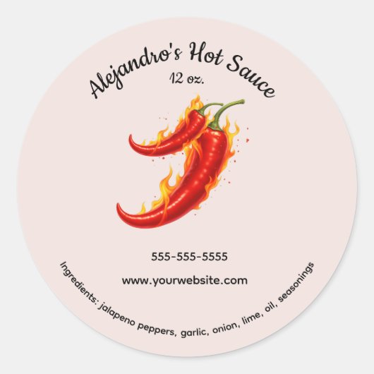 Editable Mexican Flaming Hot Sauce Label (Voorkant)