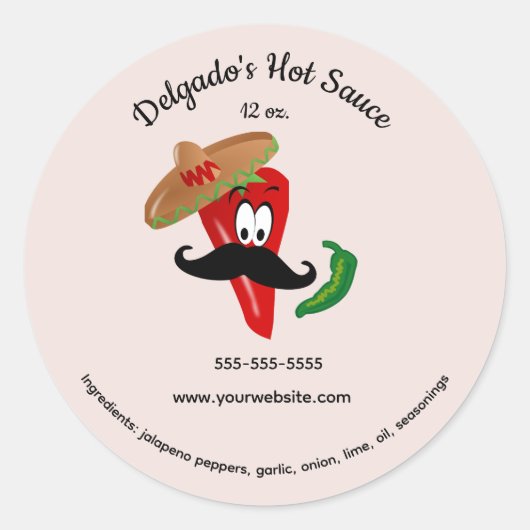 Editable Mexican Hot Sauce Label (Voorkant)