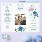 Editable Midnight Blooms Trifold Wedding Program Flyer (Enkel)
