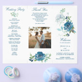 Editable Midnight Blooms Trifold Wedding Program Flyer (Enkel)