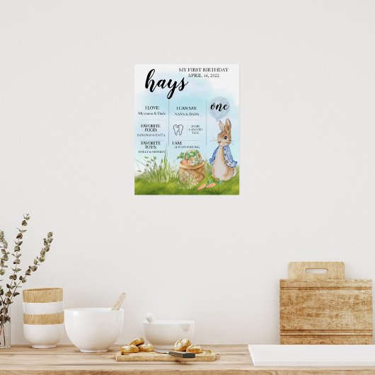 Editable, Milestone Chart, Peter Rabbit, Bunny, Poster (Keuken)