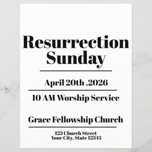 Editable Minimal Easter Church  Flyer (Voorkant)