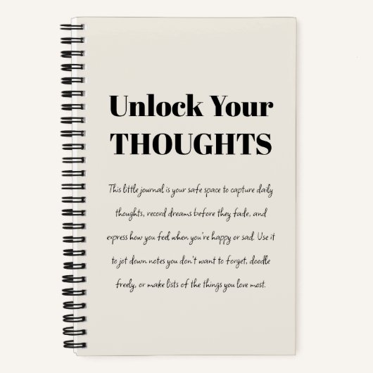Editable Minimal Journal | Unlock Your Thoughts Notitieboek (Voorkant)