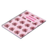Editable Minimal Pink Rose Design Pattern Custom Notitieboek (Linkerzijde)