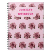 Editable Minimal Pink Rose Design Pattern Custom Notitieboek (Voorkant)