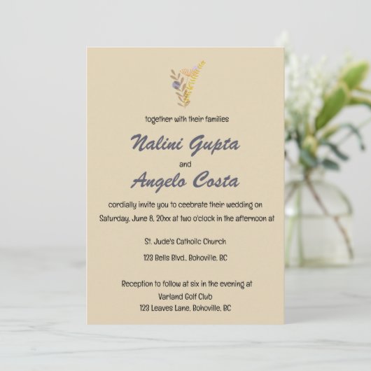 Editable Minimalist Boho Leaves Kaart (Staand voorkant)