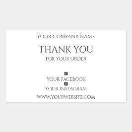 Editable, modern, bedankt voor uw bestelling rechthoekige sticker