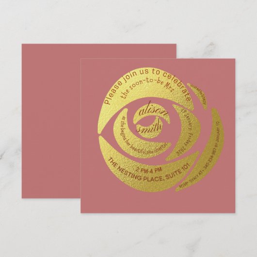 Editable Modern Dusty Rose Bride to Be Party Invit Kaart (Voorkant / Achterkant)