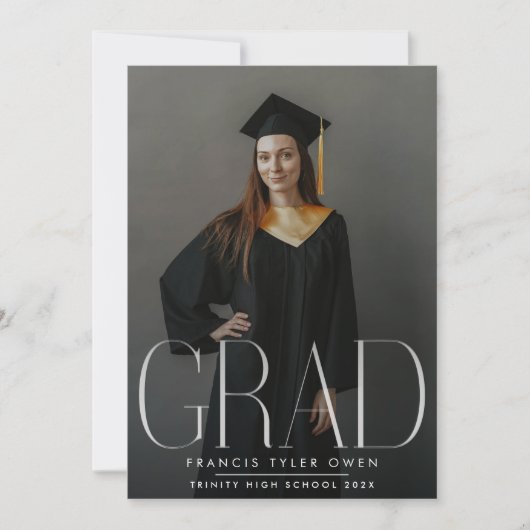 Editable Modern High School Photo Afstuderen Aankondiging (Voorkant)