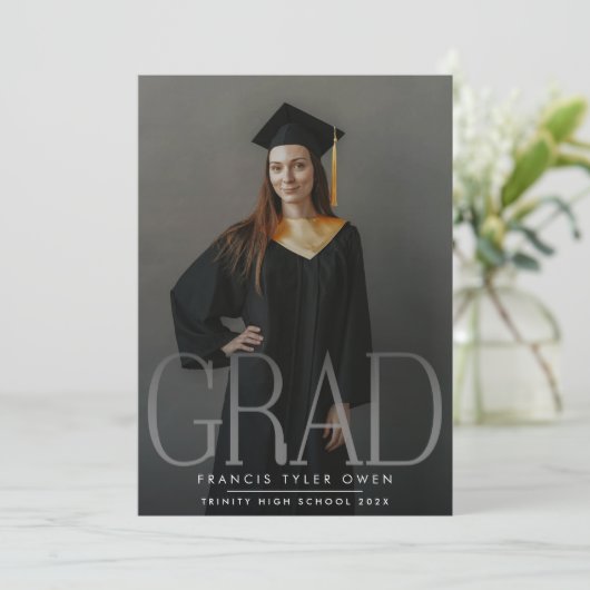 Editable Modern High School Photo Afstuderen Aankondiging (Staand voorkant)