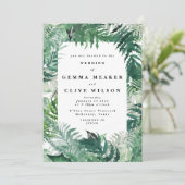 Editable Modern Leafy Greenery Waterverf Wedding Kaart (Staand voorkant)