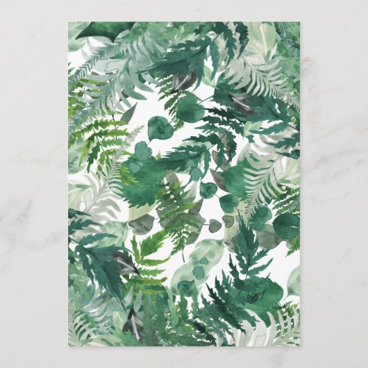 Editable Modern Leafy Greenery Waterverf Wedding Kaart (Achterkant)