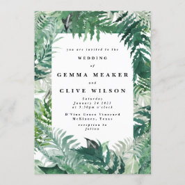 Editable Modern Leafy Greenery Waterverf Wedding Kaart