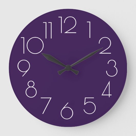 Editable Modern Minimalist Paars White Clock Grote Klok (Voorkant)