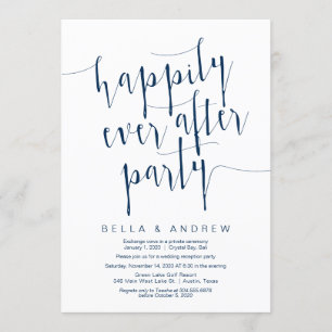 Editable Modern Navy Blue font, Wedding Elopement Kaart