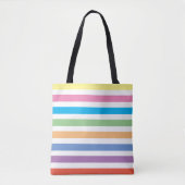 EDITABLE MODERN PASTEL COLORFUL STRIPE TOTE BAG (Voorkant)
