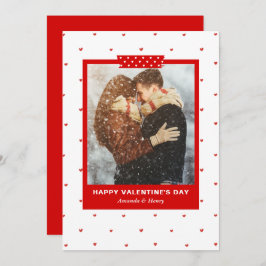 Editable Modern Simple Hearts Photo Valentines Day Feestdagenkaart