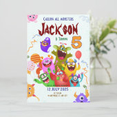Editable Monster Birthday Party Invitation Card Save The Date (Staand voorkant)