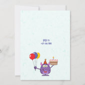 Editable Monster Birthday Party Invitation Card Save The Date (Achterkant)