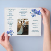 Editable Moth Orchid Trifold Wedding Programme Flyer (Hand)