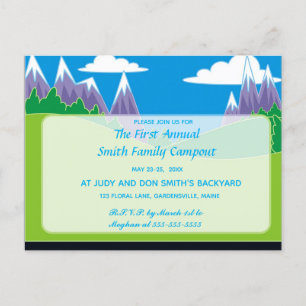 Editable Mountains en Park Campout Invitation Uitnodiging Briefkaart