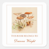 Editable Mushrooms Bookplaat Vierkante Sticker (Voorkant)