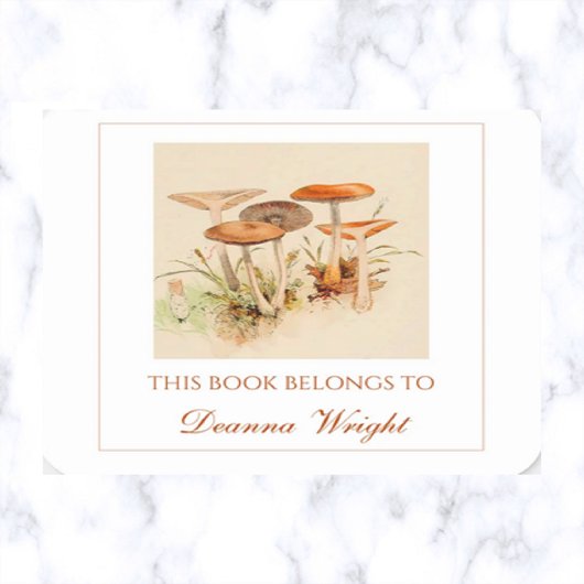 Editable Mushrooms Bookplaat Vierkante Sticker