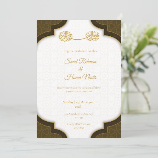 Editable Muslim wedding invitation Nikkah invite Kaart (Staand voorkant)