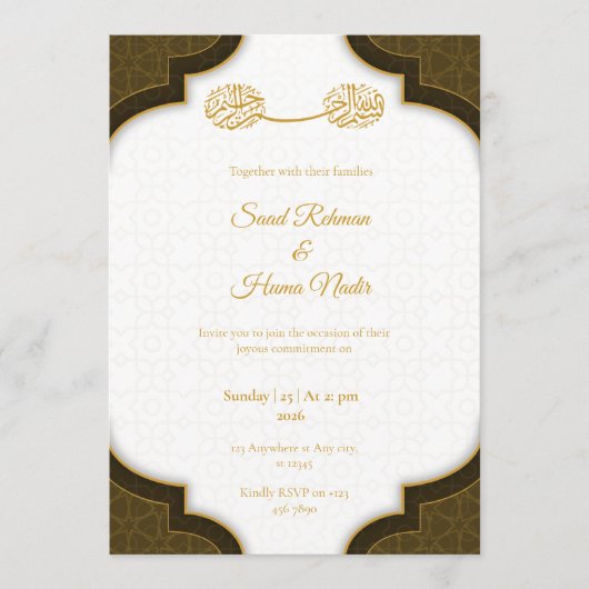 Editable Muslim wedding invitation Nikkah invite Kaart (Voorkant)