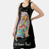 Editable Name Floral Mandala Cat Lover Schort (Insitu)