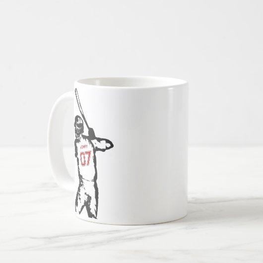 Editable Name & Jersey Number Baseball Birthday Koffiemok (Voorkant links)