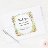 Editable name & message whimsical flower border vierkante sticker (Envelop)