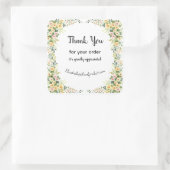 Editable name & message whimsical flower border vierkante sticker (Tas)