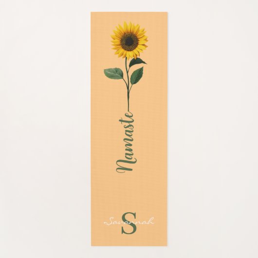 Editable Name Sunflower Namaste Yogamat (Voorkant)