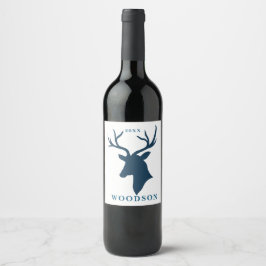 Editable Name & Year | Buck, Deer Wijn Etiket