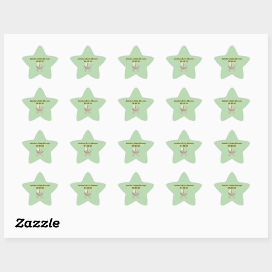 Editable Neutral Baby Shower Star Stickers (Vel)