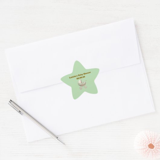Editable Neutral Baby Shower Star Stickers (Envelop)