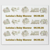 Editable Neutral Baby Shower Wrapping Paper  Cadeaupapier (Vlak)