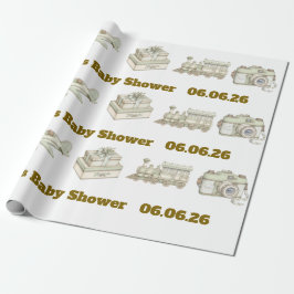 Editable Neutral Baby Shower Wrapping Paper  Cadeaupapier