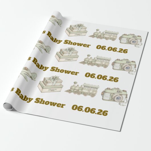 Editable Neutral Baby Shower Wrapping Paper  Cadeaupapier (Uitgerold)