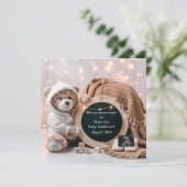 Editable neutral pregnancy announcement card aankondiging (Staand voorkant)