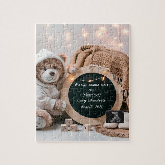 Editable neutral pregnancy announcement  legpuzzel (Verticaal)