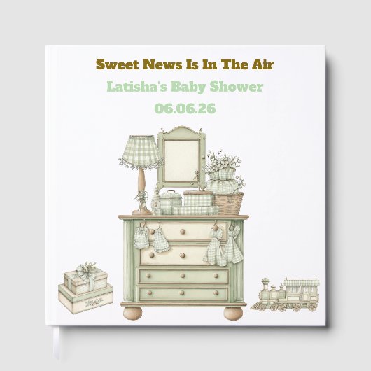  Editable Neutral Vintage Baby Shower Guest Book Gastenboek (Voorkant)