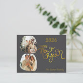 Editable New Year Collage Postcard – Upload Photos Feestdagenkaart (Staand voorkant)